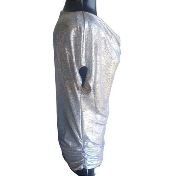 Black Collection Silver Metallic Short Sleeve Top M - Picture 3 of 6